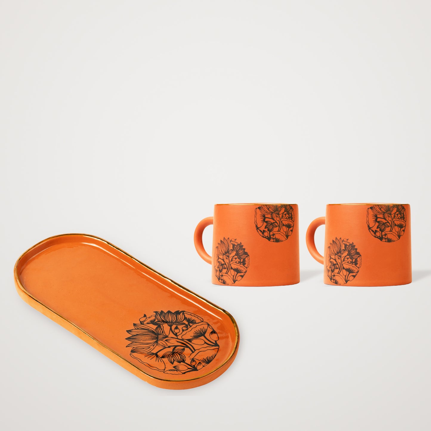 Neerja Cup And Tray (Set Of 2 Cup And 1 Tray) (Best Seller)