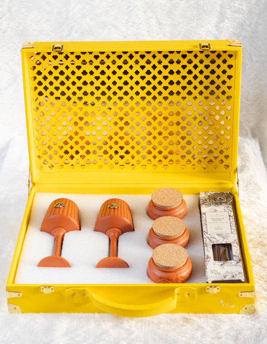 SET OF TWO AAKAR WINE GLASS AND THREE JAR