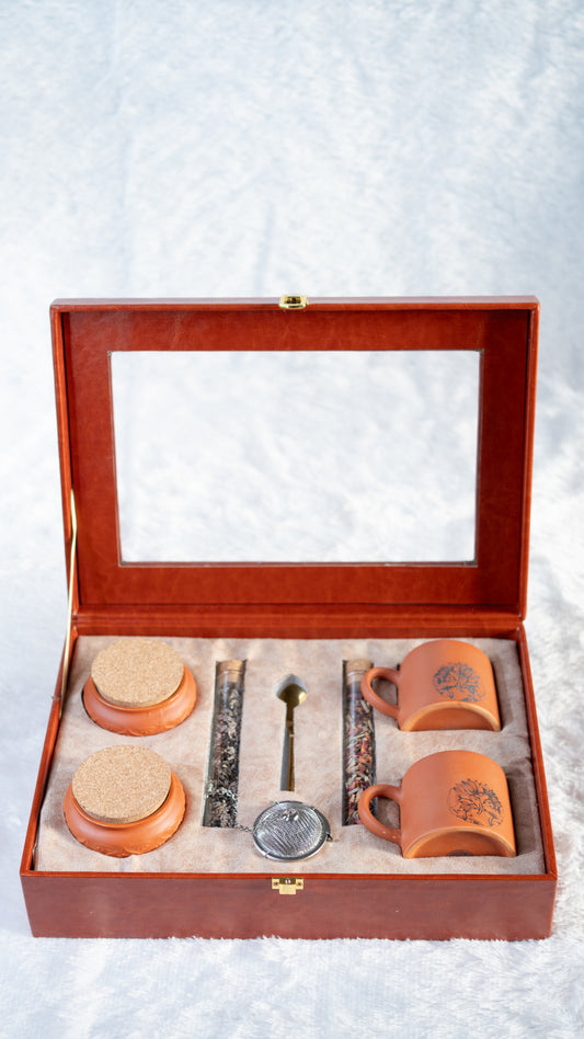Terracotta Neerja Tea Gift Set – 1 Cup + 2 Jars + Herbal Tea