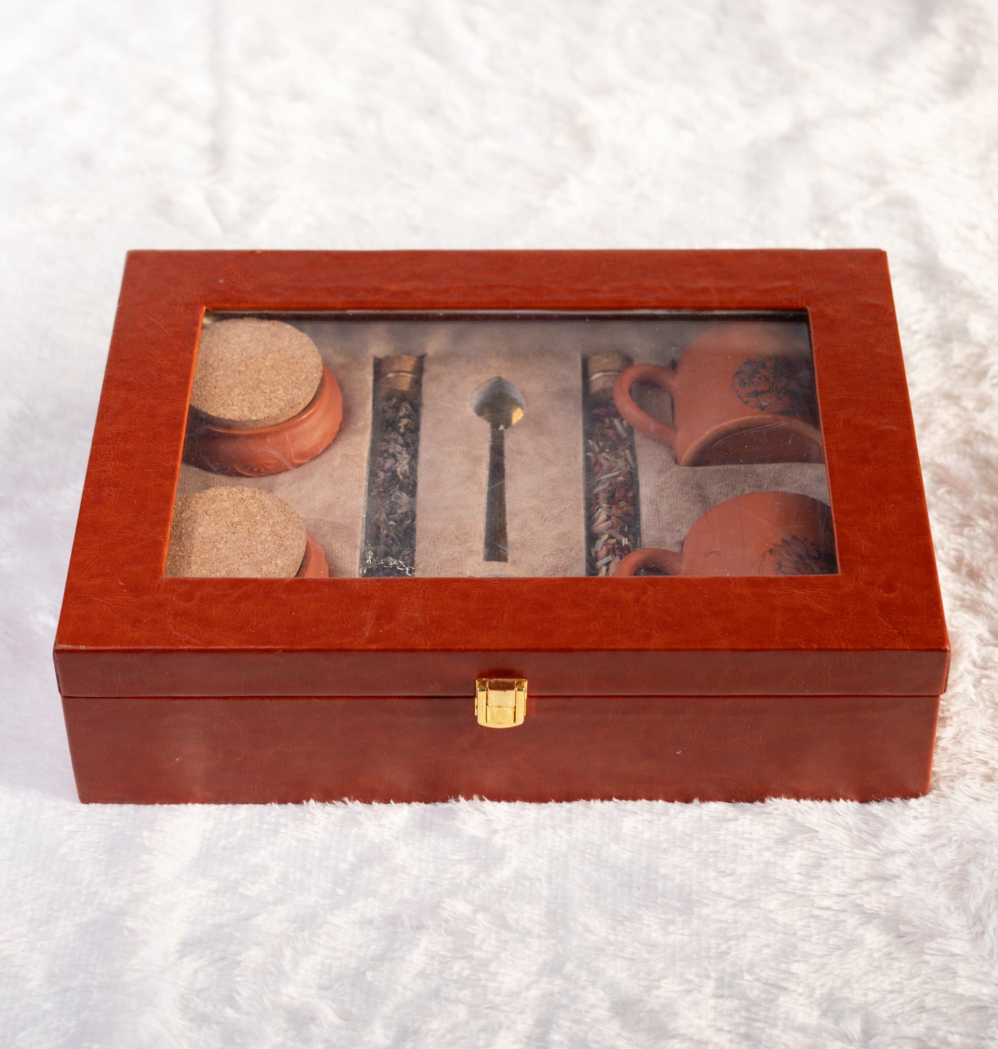 Terracotta Neerja Tea Gift Set – 1 Cup + 2 Jars + Herbal Tea