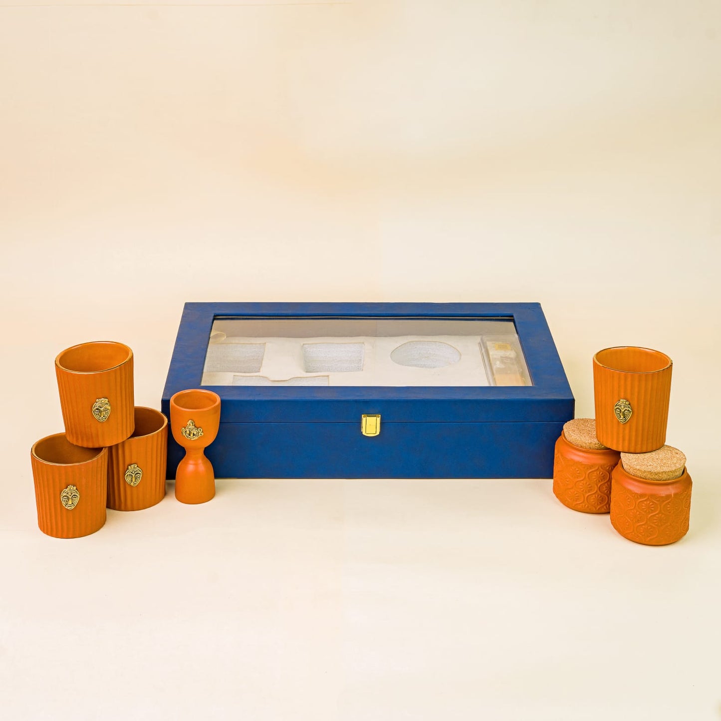 Set of Four Aakar Cocktail Glass with One Still Cup and Jar set