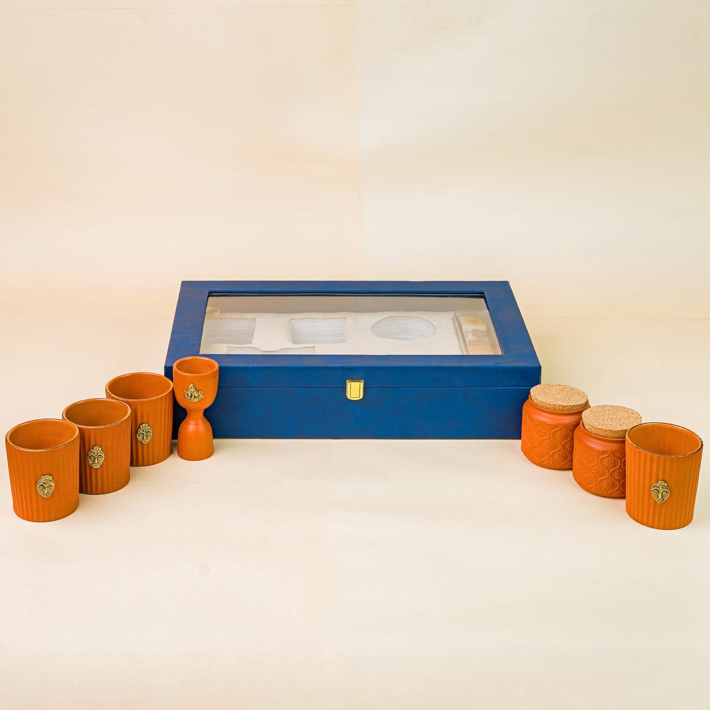 Set of Four Aakar Cocktail Glass with One Still Cup and Jar set